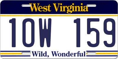 WV license plate 1OW159