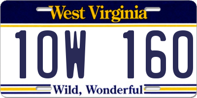 WV license plate 1OW160
