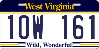 WV license plate 1OW161