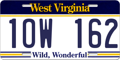 WV license plate 1OW162
