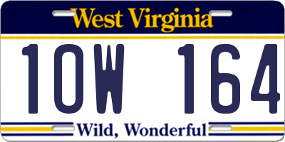 WV license plate 1OW164