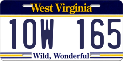 WV license plate 1OW165
