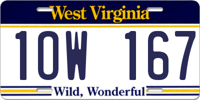 WV license plate 1OW167