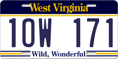 WV license plate 1OW171