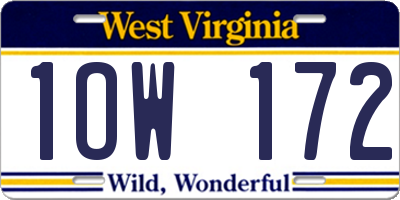 WV license plate 1OW172