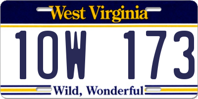 WV license plate 1OW173
