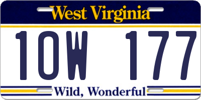 WV license plate 1OW177