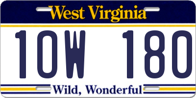 WV license plate 1OW180