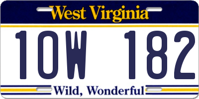 WV license plate 1OW182