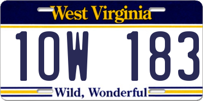 WV license plate 1OW183