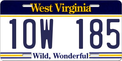 WV license plate 1OW185