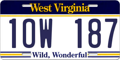 WV license plate 1OW187