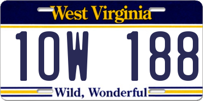 WV license plate 1OW188