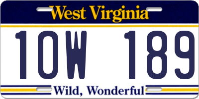 WV license plate 1OW189