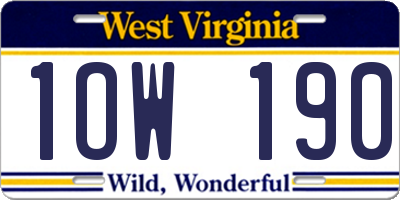 WV license plate 1OW190