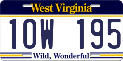 WV license plate 1OW195