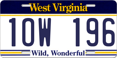 WV license plate 1OW196