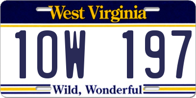 WV license plate 1OW197