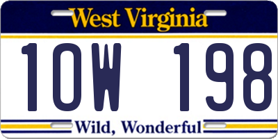 WV license plate 1OW198