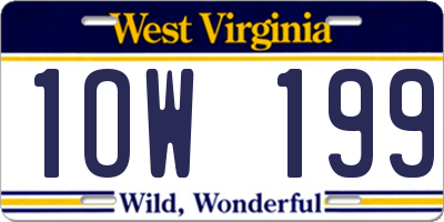WV license plate 1OW199