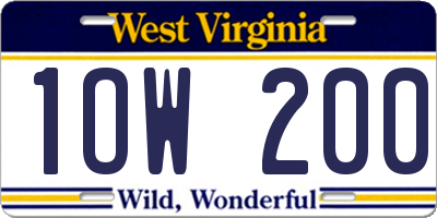 WV license plate 1OW200