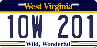 WV license plate 1OW201