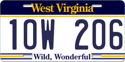WV license plate 1OW206