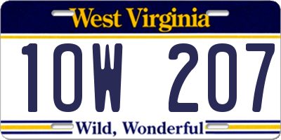 WV license plate 1OW207