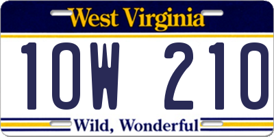 WV license plate 1OW210