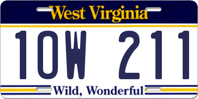 WV license plate 1OW211
