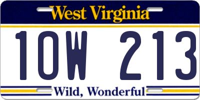 WV license plate 1OW213