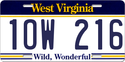 WV license plate 1OW216