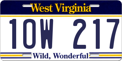 WV license plate 1OW217