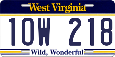 WV license plate 1OW218