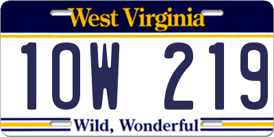 WV license plate 1OW219