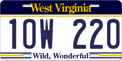 WV license plate 1OW220