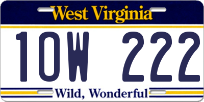 WV license plate 1OW222