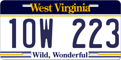 WV license plate 1OW223