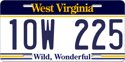 WV license plate 1OW225