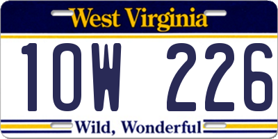 WV license plate 1OW226