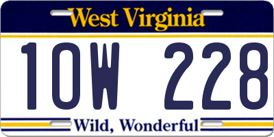 WV license plate 1OW228