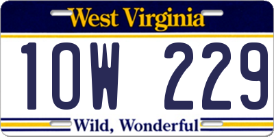 WV license plate 1OW229