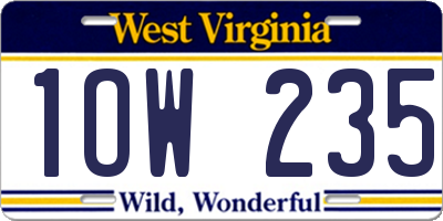 WV license plate 1OW235
