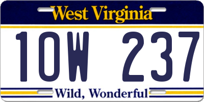 WV license plate 1OW237