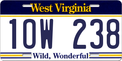 WV license plate 1OW238