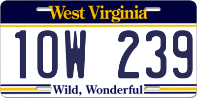 WV license plate 1OW239
