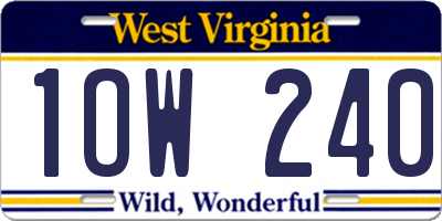 WV license plate 1OW240
