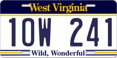 WV license plate 1OW241