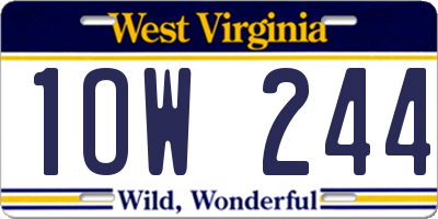 WV license plate 1OW244
