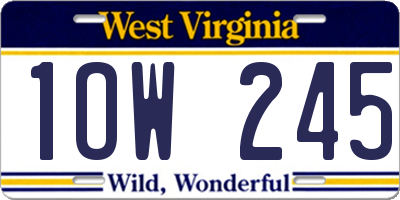 WV license plate 1OW245